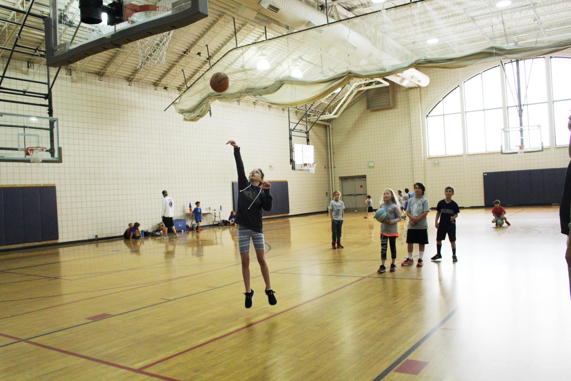 Children on basketball court