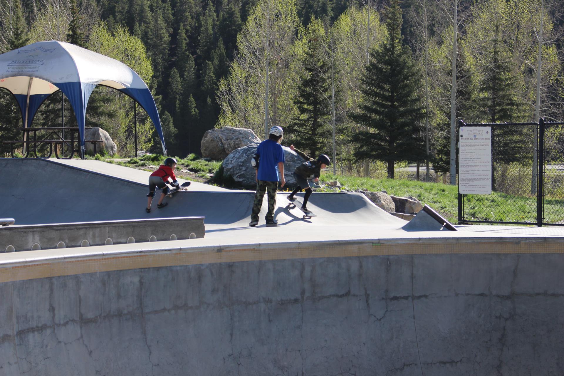 Skateboard instructors with campers