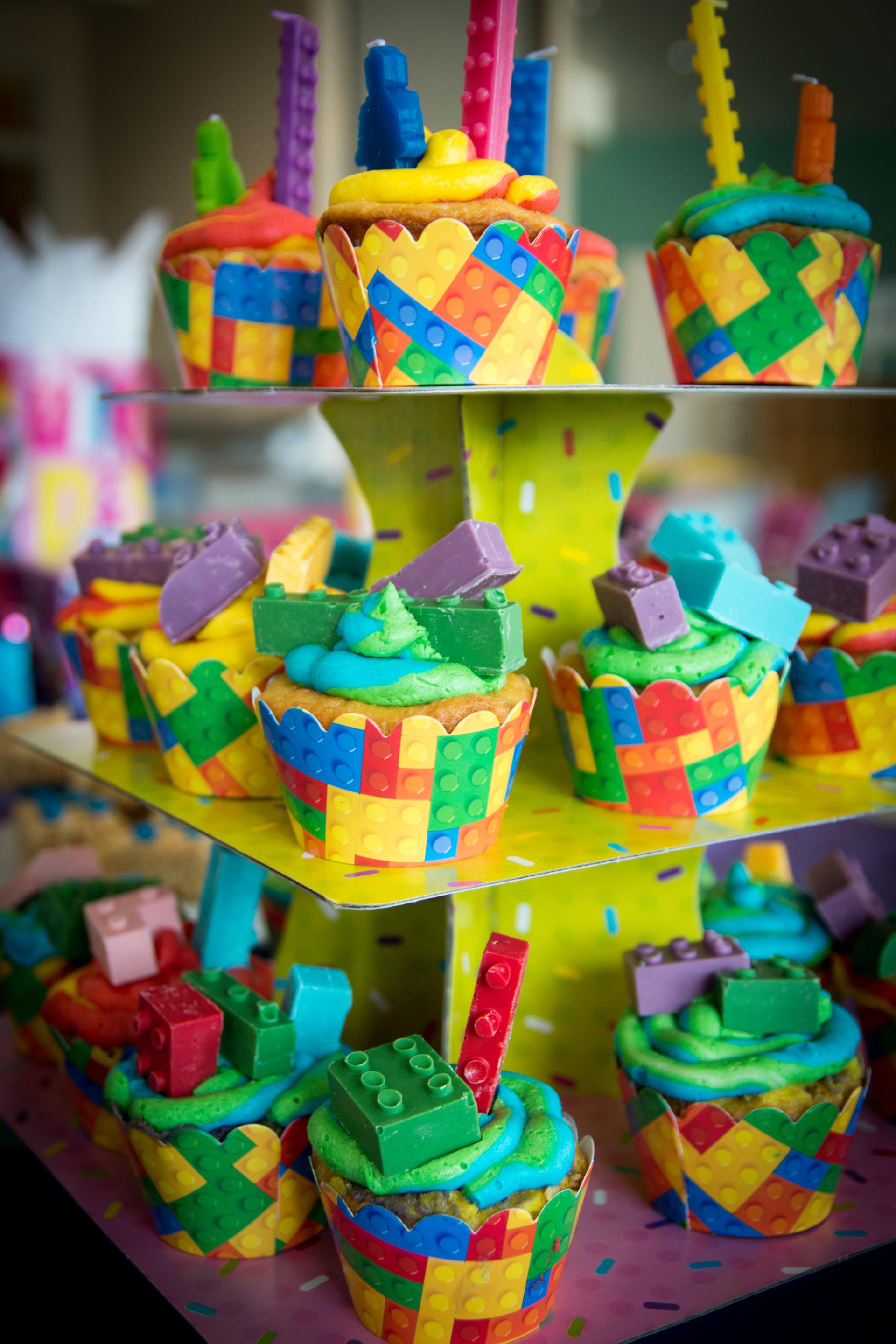 Tower of birthday party cupcakes