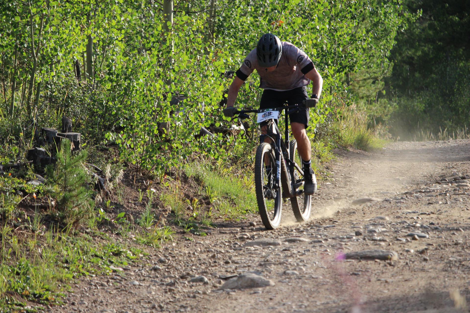 Mountain biker on trail at Peaks Time Trial