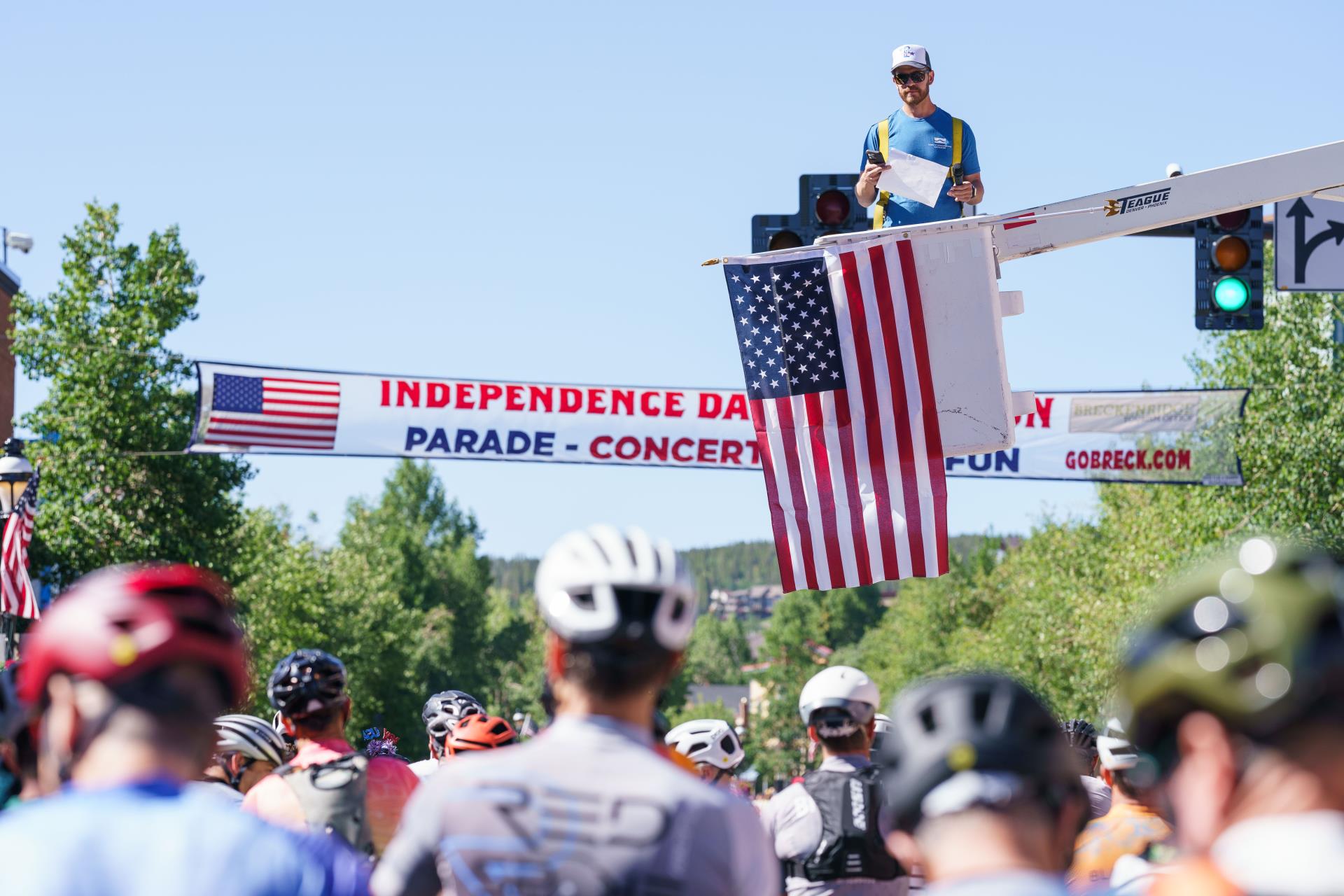 Race Director hovering above Firecracker 50 on Main Street