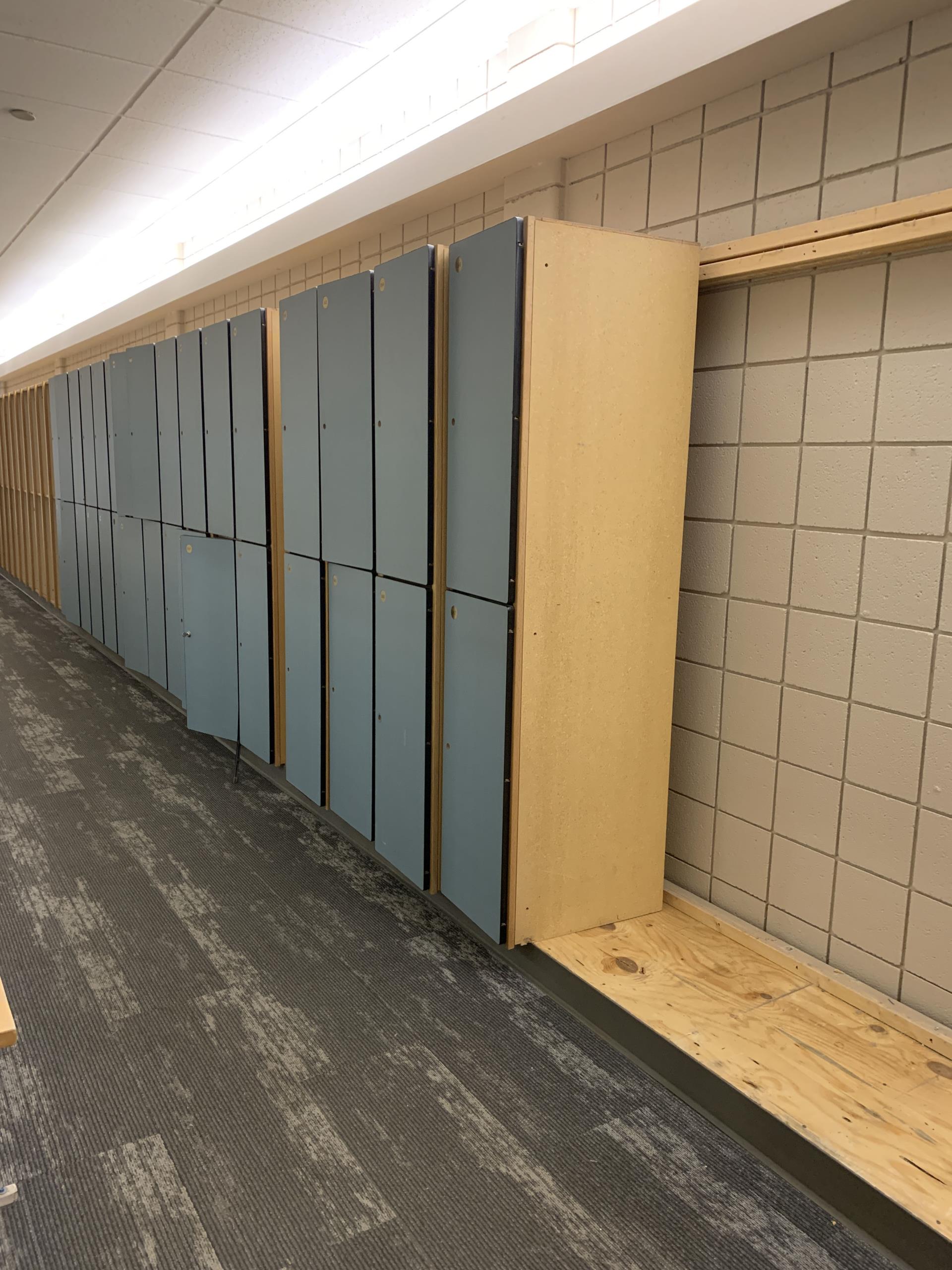 Rec Center old hallway lockers being removed